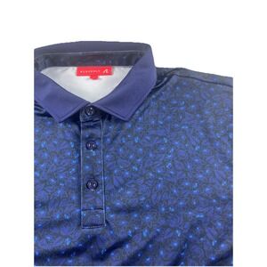 Redvanly Mens Large Golf Polo Blue Speckled Stretch Performance Filmore Floral
